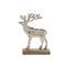 Silver Metal Deer Silhouette with Wood Base Set